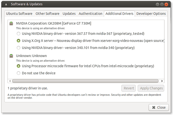 ubuntu graphics driver unknown nvidia