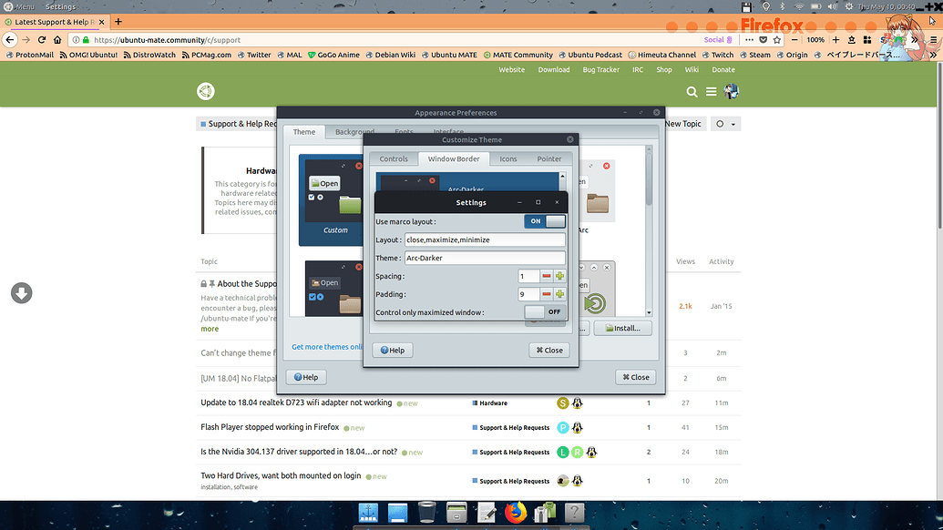 Can't change theme for Mate Window Applets - Window Buttons - Support ...