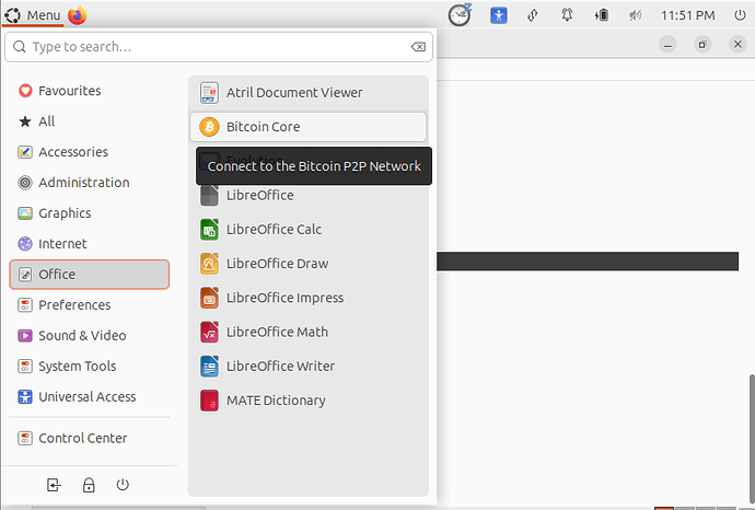 Bitcoin Core available in the Office section