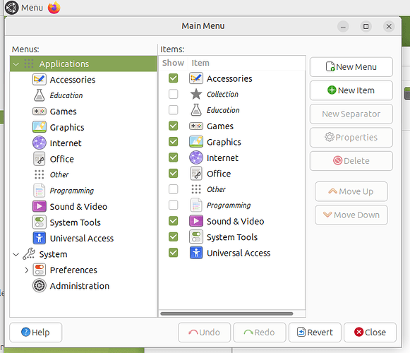 Main Menu application