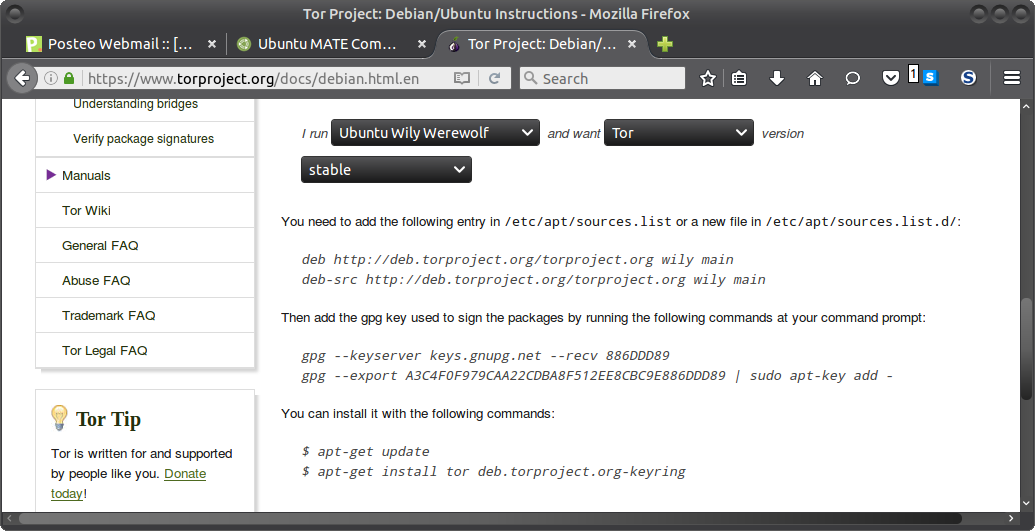 install tor browser debian 9
