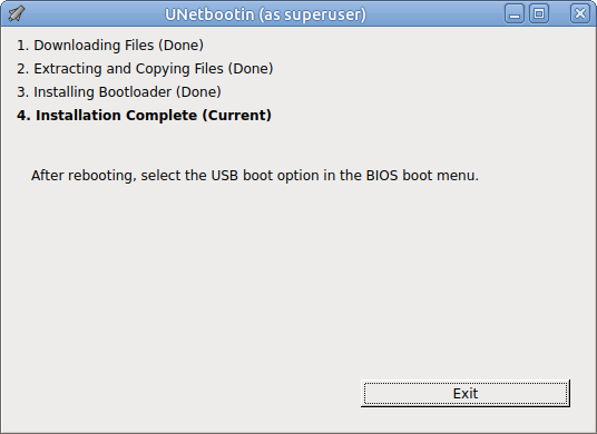 unetbootin not responding persistence