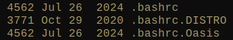 versions of bashrc